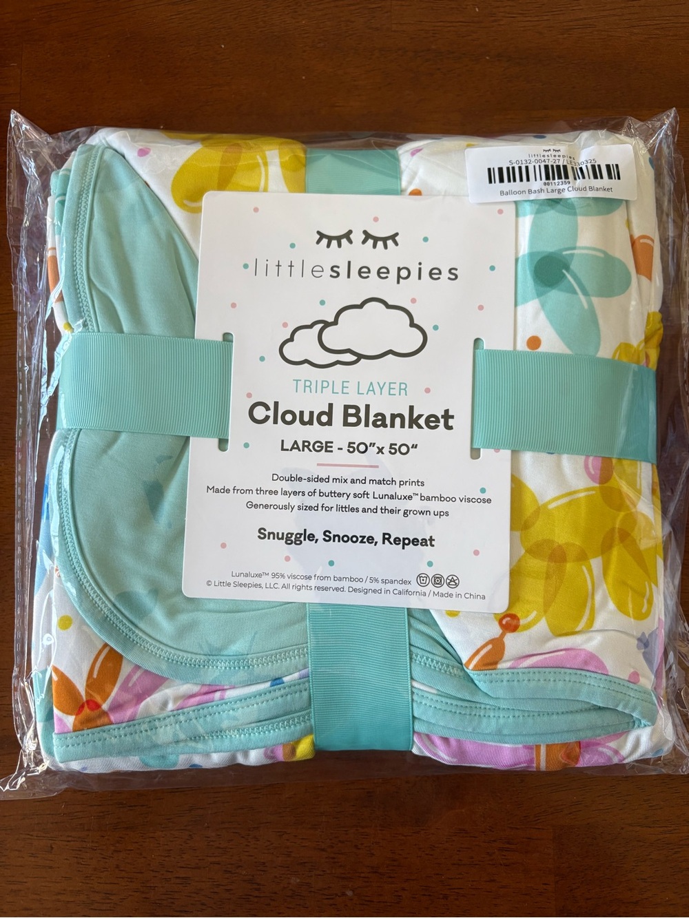 Little Sleepies Balloon Bash Large Cloud Blanket - NWT